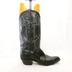 DAN POST Black Leather & Lizard Western Style Boot, size 8M